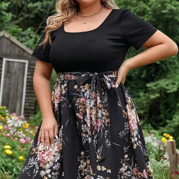 Women's Plus Size Elegant Beach Holiday Floral Print Summer Party Sundress 16W - Picture 4 of 10